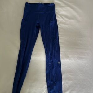 Royal blue lulu leggings. Size 4. Has pockets